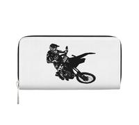 Motocross Dirt Bike Wallets PU Leather Wallet for Women Men Zipper Credit Card Purse Long Clutch Purse