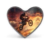 Motocross Dirt Motorcycle Sunset Cute Heart Badge for Women Men Novelty Funny Brooches Pins for Shirts Bags Hats