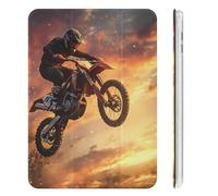 Motocross Dirt Motorcycle Sunset Cute Tablet Case with Pencil Holder Lightweight Hard Protective Cover Compatible with iPad Mini 4/5/6