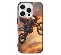 Motocross Dirt Motorcycle Sunset Printed Phone Case Cute Slim Glass Cellphone Protective Cover Unisex Compatible with iPhone 16/16 Plus/16 Pro/16 Pro Max/16 E