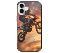 Motocross Dirt Motorcycle Sunset Printed Phone Case Cute Slim Glass Cellphone Protective Cover Unisex Compatible with iPhone 16/16 Plus/16 Pro/16 Pro Max/16 E