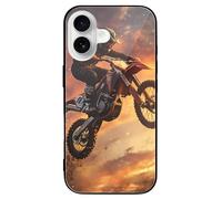 Motocross Dirt Motorcycle Sunset Printed Phone Case Cute Slim Glass Cellphone Protective Cover Unisex Compatible with iPhone 16/16 Plus/16 Pro/16 Pro Max/16 E