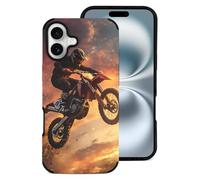 Motocross Dirt Motorcycle Sunset Printed Phone Case Slim Cute Microfiber Cellphone Protective Cover Unisex Compatible with iPhone 16/16 Plus/16 Pro/16 Pro Max