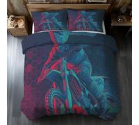 Motocross Emperor Duvet Cover Set, Sports Theme Dirt Bike Bedding Set, Microfiber Soft Reversible Quilt Cover 290x235 + 2 Pillowcase, Zipper Closure, Bedroom Decor BhT38