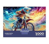 Motocross Fantasy 1000 Pc Sturdy Cardboard Classic Jigsaw Puzzle Biker Art for Adults, Impossible Hard Challenge, Decompression, Ultimate Relaxation Gift 52x38cm/1000pcs