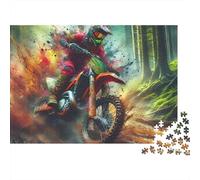 Motocross Forest Ride 1000 Piece Jigsaw Puzzle for Adults Paper Puzzle Game Family Relax Decor Gift 52x38cm/1000pcs
