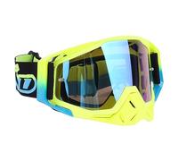 Motocross Goggles Reduce Sports Compact Design for Men Women, Multipurpose Motorcycle Riding Goggles Black Yellow Frame Blue Lens