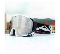 Motocross Goggles Ski Goggles Men Women Double Layer Anti-Fog Big Ski Glasses Winter Outdoor Windproof Protection Ski Goggles Snowboard(Silver White)