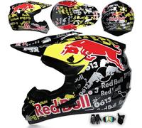 Motocross Helmet ATV Dirt Bike Helmets Kids Adults Off Road Street Crash Helmet Motorcycle Helmets Full Face For MTB BMX MX Enduro Quad, With Goggles Gloves Mask,Red-S