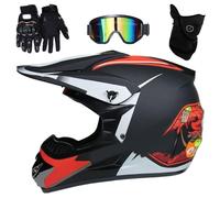 Motocross Helmet, Goggles+Gloves+ Mask, DOT Youth Kids Dirt Bike Helmet for ATV BMX Downhill Mountain Bike Quad Bike(O1,S(52-53cm))