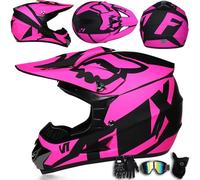 Motocross Helmet with Goggles Mask Gloves, Full Face Motorcycle Off Road Helmets for Outdoor Cross Country Scooter Mountain Bike for Men Women Teens Adult, DOT Approved,Color L-S