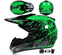 Motocross Helmets Dirt Bike Helmet Full Face With Goggles Gloves And Mask, Unisex Kids Adult Motorbike Helmet For BMX ATV Downhill Off-Road MX Quad Enduro,Green-XL/58~59cm