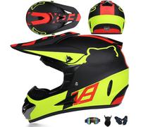Motocross Helmets With UV Goggles Mask Gloves MTB Helmet DOT/ECE Certified Full Face Motorcycle Helmet Dirt Bike Offroad Helmets Cruiser and Chopper Mopedhelmet for Men Women,Yellow/D-XXL