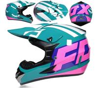 Motocross Helmets With UV Goggles Mask Gloves MTB Helmet DOT/ECE Certified Full Face Motorcycle Helmet Dirt Bike Offroad Helmets Cruiser and Chopper Mopedhelmet for Men Women,Green/A-L