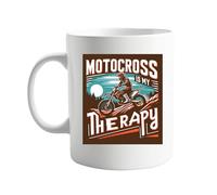 Motocross Is My Therapy - Funny 11oz Coffee Mug for Dirt Bike Riders, Motocross Fans & Extreme Sports Enthusiasts - Unique Gift for Men & Women Who Love Riding, Racing & Off-Road Adventures