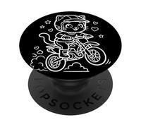Motocross Kawaii Cat PopSockets Adhesive PopGrip