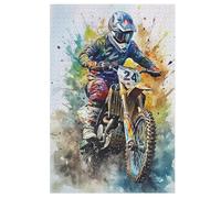 Motocross Puzzle Adults And Teenagers 1000 Pieces Wooden Jigsaw Educational Game Toy Family Decoration （78×53cm）