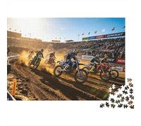 Motocross Race Jigsaw Puzzles 1000Pc Recycled Material Dirt Bike Puzzles for Elderly Puzzle Game Props Interesting Family Game Props for Adults 70x50cm/1000pcs