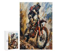 Motocross Racing 300 Piece Jigsaw Puzzles Adults KidsJigsaws Dining Room Decor Accent Whimsical Challenging Puzzle Stress Relief 300 PCS