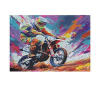 Motocross Racing 300 Piece Premium Jigsaw Puzzle For Men Educational Decompression Adults Anxiety Memory Care Mothers Valentines Creativity Gift Giving 300 PCS