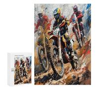 Motocross Racing 300Pc Jigsaw Puzzles Suitable Adults ChildrenJigsaws Festive Gathering Family Bonding Whimsical Design Great GiftLoved Ones 300 PCS