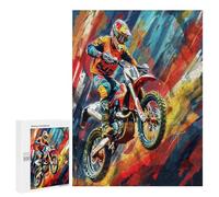 Motocross Racing 500 Piece Jigsaw Puzzles Adults KidsJigsaws Dining Room Decor Accent Whimsical Challenging Puzzle Stress Relief 500 PCS