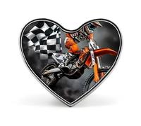 Motocross Racing Checkered Flag Dirt Bike Unisex Novelty Brooches & Pins Heart Metal Lapel Badge for Clothing Shawl Hat