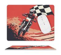 Motocross Racing Flag Dirt Bike Cute Mouse Pad with Non-Slip Rubber Base Leather Mouse Mat Office Supplies