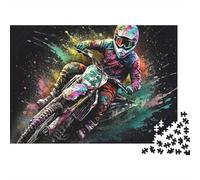 Motocross Rider Action 1000pcs Jigsaw Puzzle for Adults, Thick White Cardboard, Night Dirt Bike, Educational Brain Teaser, Creative Activity, Enhances Concentration & Patience 70x50cm/1000pcs