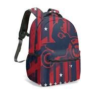 Motocross Rider American Flag All Over Print 16 Inch Backpack Vintage Distressed Patriotic Graphic Motorcycle Bag (02)