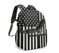 Motocross Rider American Flag All Over Print 16 Inch Backpack Vintage Distressed Patriotic Graphic Motorcycle Bag (08)