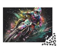Motocross Rider Colour Splash 1000 Piece Jigsaw Puzzle Paper Puzzle Game for Adults Night View Relax Focus 70x50cm/1000pcs