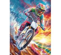 Motocross Rider in Fiery Sunset 1000-piece Jigsaw Puzzle Set For Adults Teens 14+ Logic Skill Indoor Game Family Game Night Summer Durable Material 1000 PCS