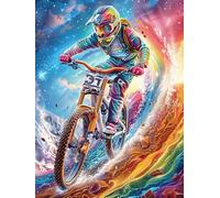 Motocross Rider in Fiery Waterfall 500-piece Jigsaw Puzzle Set For Adults Teens 14+ Logic Skill Indoor Game Family Game Night Summer Thick Cardboard 500 PCS