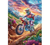 Motocross Rider in Mountain Waterfall 1000 Pcs Jigsaw Puzzles Puzzles for Adults Teens Brain Game Fun Family Game Team Building Stress Reducing Autumn Thick Cardboard 1000 PCS