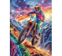 Motocross Rider in Mountain Waterfall 1000 Piece Pack Classic Jigsaw Puzzle Couple Puzzle Partners Ultra Difficult Wall Decor Easter New Year Gift Thick Paperboard 1000 PCS