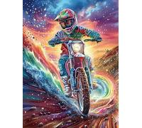 Motocross Rider in Mountain Waterfall 1000 Pieces Jigsaw Puzzles For Men Educational Decompression Adults Anxiety Memory Care Mothers Valentines Gift Eco Friendly Material 1000 PCS