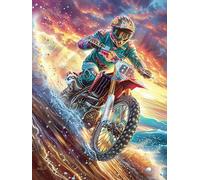 Motocross Rider in Mountain Waterfall 300 Pc Classic Jigsaw Puzzle Mitos Animal Planta Puzzle for Adults Hard Challenging Hobby Home Decor Poster Eco Friendly Material 300 PCS