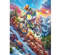 Motocross Rider in Mountain Waterfall 500 Piece Premium Jigsaw Puzzle Animal Planta For Men Educational Decompression Adults Anxiety Memory Care Mothers Valentines Premium Cardboard 500 PCS