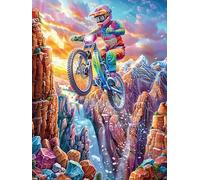 Motocross Rider in Mountain Waterfall 500 Pieces Jigsaw Puzzles For Men Educational Decompression Adults Anxiety Memory Care Mothers Valentines Gift Durable Cardboard 500 PCS
