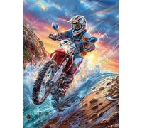 Motocross Rider in Waterfall 500 Piece Count Premium Jigsaw Puzzle Mitos Fantástico For Adults Teens 14+ Concentration Training Indoor Game Family Game Night 500 PCS