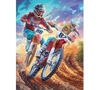 Motocross Rider on A Dirt Trail 300 Pcs Jigsaw Puzzles Science Fiction Magical Dream Puzzles for Adults Teens Brain Game Fun Family Game Team Building Stress Reducing Autumn Thick Cardboard 300 PCS