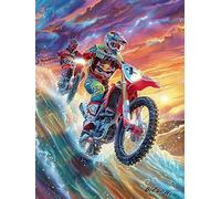 Motocross Rider on A Dirt Trail 300 Pcs Jigsaw Puzzles Science Fiction Magical Dream Puzzles for Adults Teens Brain Game Fun Family Game Team Building Stress Reducing Autumn Thick Cardboard 300 PCS