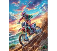 Motocross Rider on A Dirt Trail 500-piece Jigsaw Puzzle Set Science Fiction Magical Dream For Adults Teens 14+ Logic Skill Indoor Game Family Game Night Summer Recycled Cardboard 500 PC