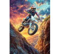 Motocross Rider on A Mountain Trail 300 Piece Count Jigsaw Puzzle Set Wildlife Pet For Adults Teens 14+ Concentration Training Indoor Game Family Game Night Rigid Cardboard 300 PCS