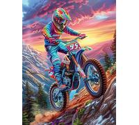 Motocross Rider on A Rocky Trail 300-piece Jigsaw Puzzle Bundle Scenery Science Fiction Family Puzzle Lovers Brain Training Mindful Activity Spring Gift Durable Cardboard 300 PCS