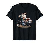 Motocross Riding Donkey Cartoon Fun T-Shirt