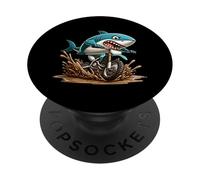 Motocross Shark Riding Dirt Bike Splash PopSockets Adhesive PopGrip