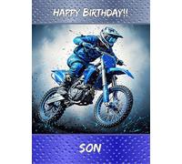 Motocross Speedway Birthday Card for Son - For Him Greeting Blank Inside Envelope Included Gift Idea UK Sport