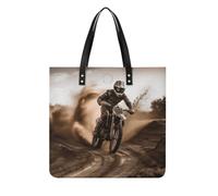 Motocross Square PU Leather Tote Bag